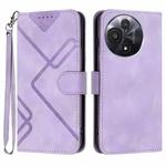 For TCL 60R 5G Line Pattern Skin Feel Leather Phone Case(Light Purple)
