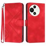 For TCL 60 SE / TCL 605 Line Pattern Skin Feel Leather Phone Case(Red)
