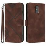 For ZTE Blade A32 Line Pattern Skin Feel Leather Phone Case(Coffee)