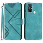 For ZTE Blade A52 Line Pattern Skin Feel Leather Phone Case(Light Blue)