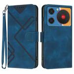 For ZTE nubia Music Line Pattern Skin Feel Leather Phone Case(Royal Blue)