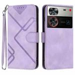 For ZTE nubia Z60 Ultra Line Pattern Skin Feel Leather Phone Case(Light Purple)