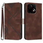 For ZTE Blade A35e 4G Line Pattern Skin Feel Leather Phone Case(Coffee)