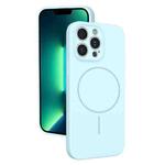 For iPhone 13 Pro Max Thin Circle MagSafe Fine Hole Liquid Silicone Phone Case(Sierra Blue)