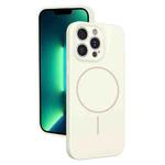 For iPhone 13 Pro Max Thin Circle MagSafe Fine Hole Liquid Silicone Phone Case(White)