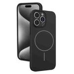 For iPhone 15 Pro Max Thin Circle MagSafe Fine Hole Liquid Silicone Phone Case(Black)