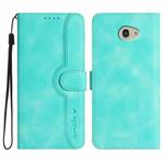 For Kyocera Basio 4 / Kantan Sumaho 2 A001KC Heart Pattern Skin Feel Leather Phone Case(Light Blue)