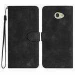 For Kyocera Basio 4 / Kantan Sumaho 2 A001KC Heart Pattern Skin Feel Leather Phone Case(Black)