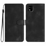 For Kyocera Kantan Sumaho3 A205KC Heart Pattern Skin Feel Leather Phone Case(Black)