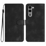 For Fujitsu Arrows We2 Plus Heart Pattern Skin Feel Leather Phone Case(Black)