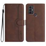 For TCL 305 / 306 / 30E / 30 SE Heart Pattern Skin Feel Leather Phone Case(Brown)