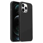 For iPhone 12 Pro Max Burom Cloud Sensing Ultra-thin Liquid Silicone Full Coverage Phone Case(Jazz Black)