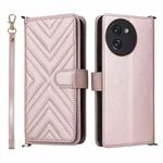 For Doogee Note 59 / Note 59 Pro Multifunctional 6-Card Slots Leather Phone Case with Wrist Strap(Pink)