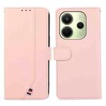 For Redmi Note 14 4G 164.84mm ABEEL Delicate Texture Splicing RFID Leather Phone Case(Pink)