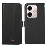 For Redmi 13X ABEEL Delicate Texture Splicing RFID Leather Phone Case(Black)