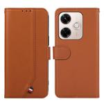 For Redmi 13X ABEEL Delicate Texture Splicing RFID Leather Phone Case(Brown)