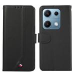 For Redmi Note 14s ABEEL Delicate Texture Splicing RFID Leather Phone Case(Black)