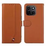 For Honor X6c 4G ABEEL Delicate Texture Splicing RFID Leather Phone Case(Brown)