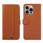 For iPhone 12 Pro ABEEL Delicate Texture Splicing RFID Leather Phone Case(Brown)