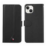 For iPhone 13 ABEEL Delicate Texture Splicing RFID Leather Phone Case(Black)