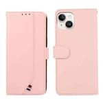 For iPhone 13 ABEEL Delicate Texture Splicing RFID Leather Phone Case(Pink)