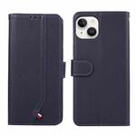 For iPhone 14 Plus ABEEL Delicate Texture Splicing RFID Leather Phone Case(Blue)