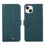 For iPhone 15 ABEEL Delicate Texture Splicing RFID Leather Phone Case(Green)