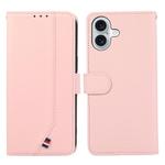For iPhone 17 ABEEL Delicate Texture Splicing RFID Leather Phone Case(Pink)