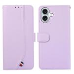 For iPhone 17 ABEEL Delicate Texture Splicing RFID Leather Phone Case(Purple)