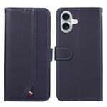 For iPhone 17 ABEEL Delicate Texture Splicing RFID Leather Phone Case(Blue)