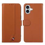 For iPhone 17 ABEEL Delicate Texture Splicing RFID Leather Phone Case(Brown)