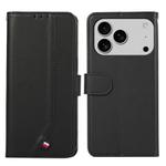 For iPhone 17 Pro Max ABEEL Delicate Texture Splicing RFID Leather Phone Case(Black)