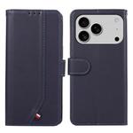 For iPhone 17 Pro Max ABEEL Delicate Texture Splicing RFID Leather Phone Case(Blue)