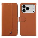 For iPhone 17 Pro Max ABEEL Delicate Texture Splicing RFID Leather Phone Case(Brown)