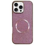 For iPhone 16 Pro Electroplating PC Glitter Grain MagSafe Phone Case(Pink)