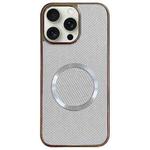 For iPhone 15 Pro Max Electroplating PC Glitter Grain MagSafe Phone Case(White)