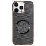 For iPhone 12 Pro Electroplating PC Glitter Grain MagSafe Phone Case(Black)