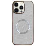 For iPhone 12 Pro Max Electroplating PC Glitter Grain MagSafe Phone Case(White)