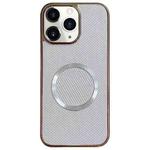 For iPhone 11 Pro Max Electroplating PC Glitter Grain MagSafe Phone Case(White)
