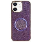 For iPhone 11 Electroplating PC Glitter Grain MagSafe Phone Case(Purple)