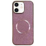 For iPhone 11 Electroplating PC Glitter Grain MagSafe Phone Case(Pink)