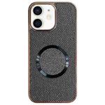 For iPhone 11 Electroplating PC Glitter Grain MagSafe Phone Case(Black)