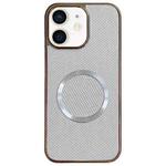 For iPhone 11 Electroplating PC Glitter Grain MagSafe Phone Case(White)