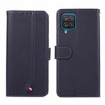For Samsung Galaxy A12 ABEEL Delicate Texture Splicing RFID Leather Phone Case(Blue)