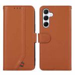 For Samsung Galaxy A17 5G ABEEL Delicate Texture Splicing RFID Leather Phone Case(Brown)