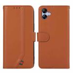 For Samsung Galaxy A07 5G ABEEL Delicate Texture Splicing RFID Leather Phone Case(Brown)