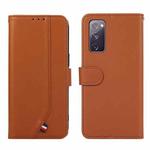 For Samsung Galaxy S20 FE ABEEL Delicate Texture Splicing RFID Leather Phone Case(Brown)