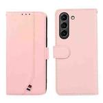 For Samsung Galaxy S21 FE 5G ABEEL Delicate Texture Splicing RFID Leather Phone Case(Pink)
