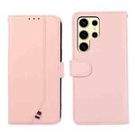 For Samsung Galaxy S21 Ultra 5G ABEEL Delicate Texture Splicing RFID Leather Phone Case(Pink)