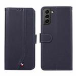 For Samsung Galaxy S21 5G ABEEL Delicate Texture Splicing RFID Leather Phone Case(Blue)